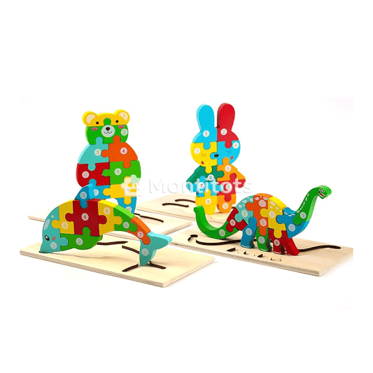 Montitots Montessori Wooden Puzzles (4 Pack)