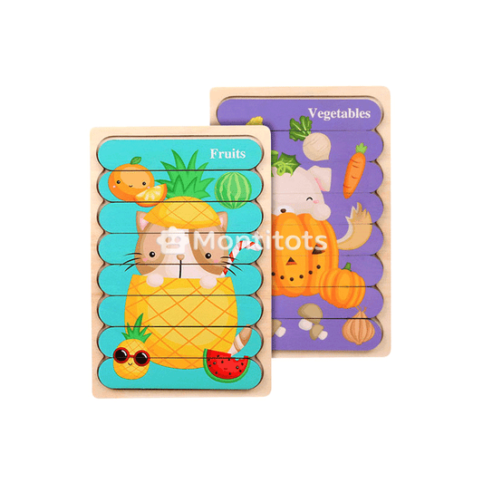 Montitots Montessori Double-Sided Puzzles (5 Pack)