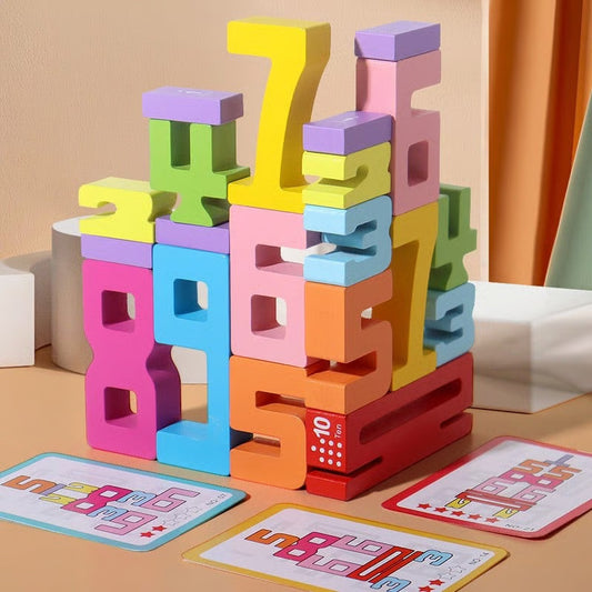 Wooden Number Building Block Montessori Educational Toy