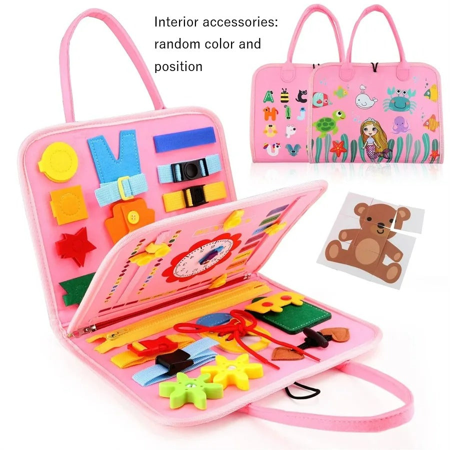montessori busy board pink