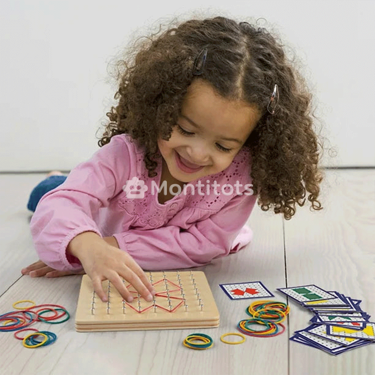 Montessori Wooden Geoboard for girl