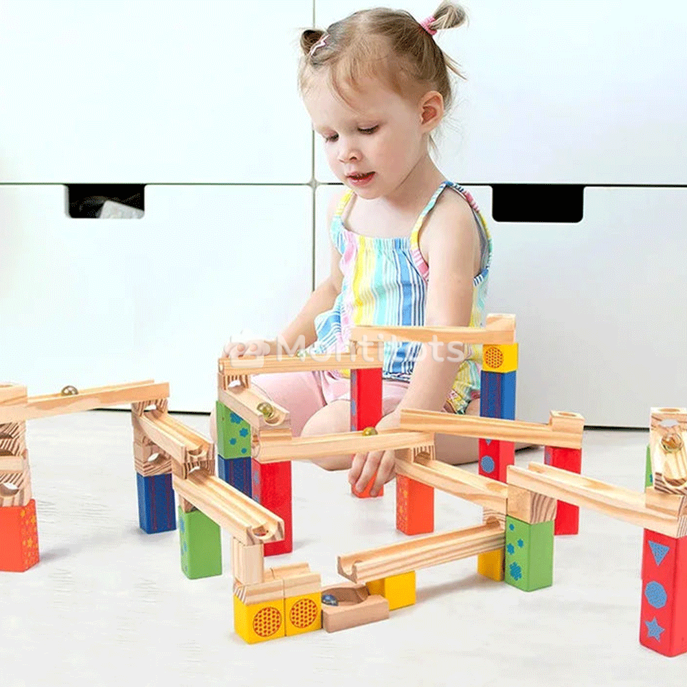 Montessori Wooden Marble Run for girl