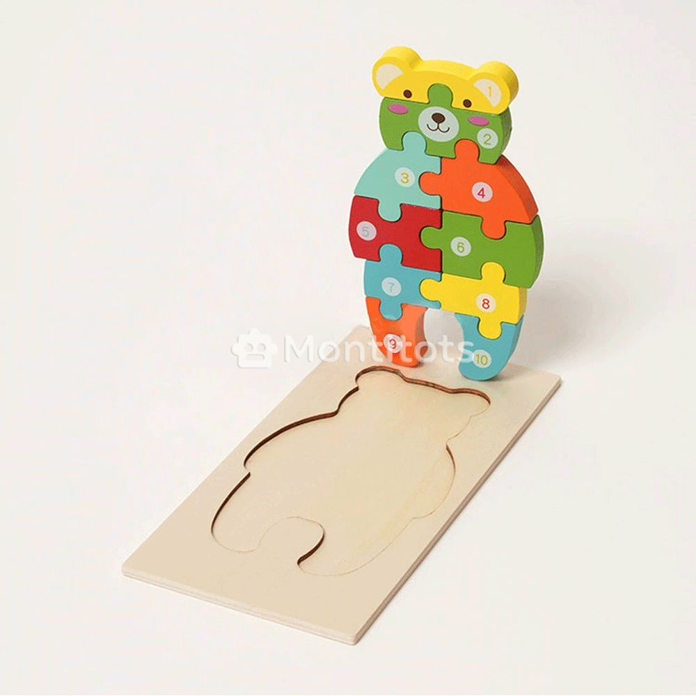 one bear wood puzzle standing
