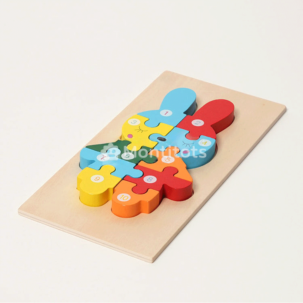 one wood puzzle on the board