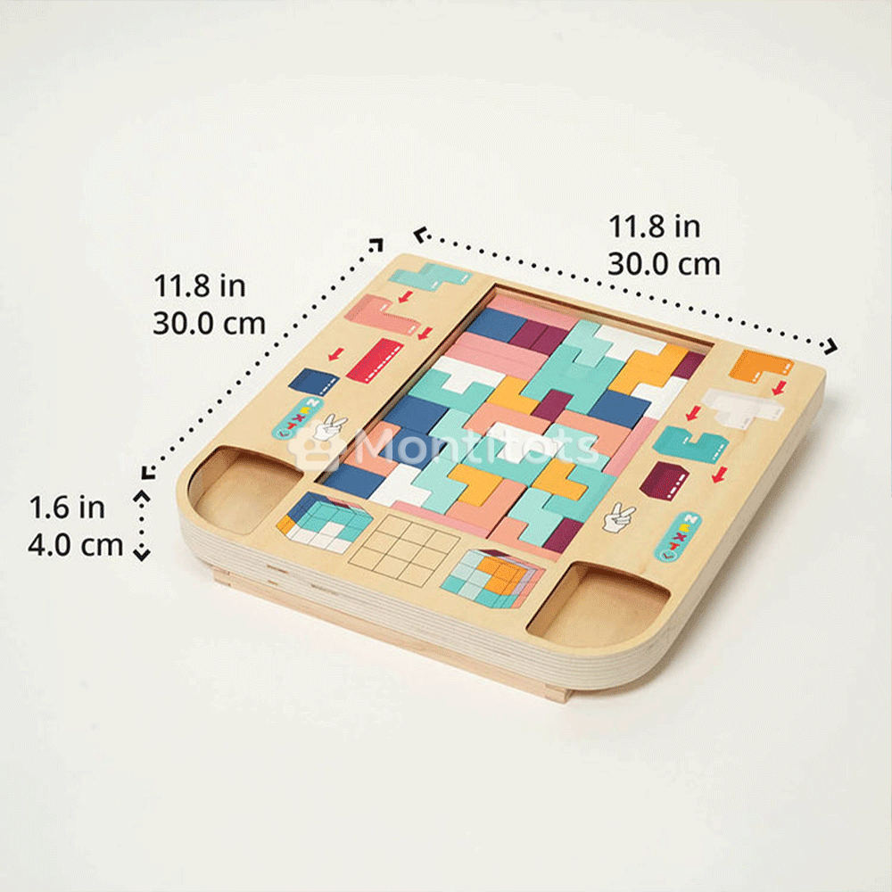 the sizes of wood teris toy